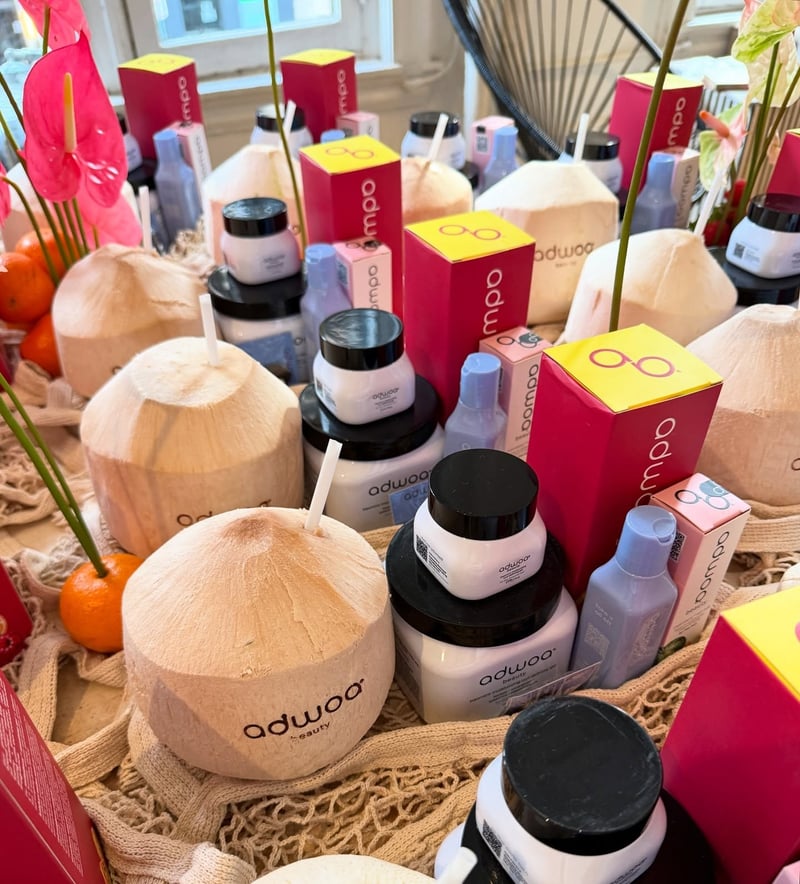 Adwoa Beauty event featuring custom-branded Hamptons Coconuts