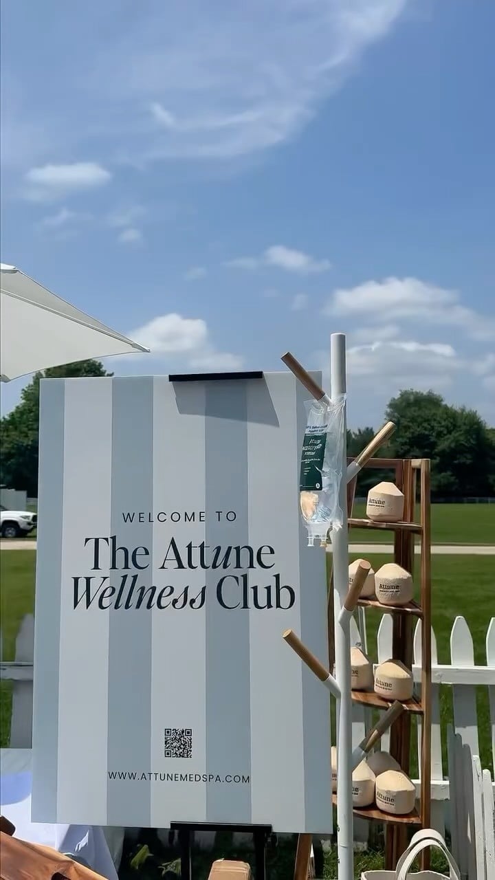Custom-branded coconuts at the Greenwich Polo Club with the Attune team