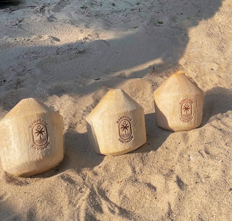 Custom-branded coconut in The Hamptons
